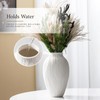 White Ceramic Vase for Pampas Grass, 9.2 Inch Wavy Textured