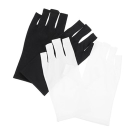 Baluue 2 Pairs UV Prevention Gloves for Nail Art Protection Manicure Hand Covers Breathable Polyester Mitts Half Finger Design for Gel Lamp Use for Outdoor Activities Fishing Cycling