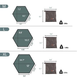 YDYJKI Waterproof Camp Tarp -Hexagonal Tent Tarp for Under Tent -Ground Sheet Mat for Camping Hiking Backpacking Outdoor Travel (M 8.5' X 7.2'-Khaki)