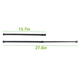 6 Pack Tension Rods, Adjustable Spring Steel Cupboard Bars Tension Curtain Rod Shower Rod Extendable Width 15.7-28 Inches (Black)
