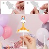 18-Pcs Rocket ship Cupcake Toppers Set Spaceship Themed Happy Birthday,