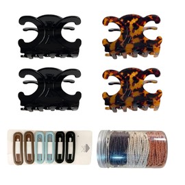 Hair Accessories Set - Claw Clips - Bobby Pins - Hair Ties - Secure Hold