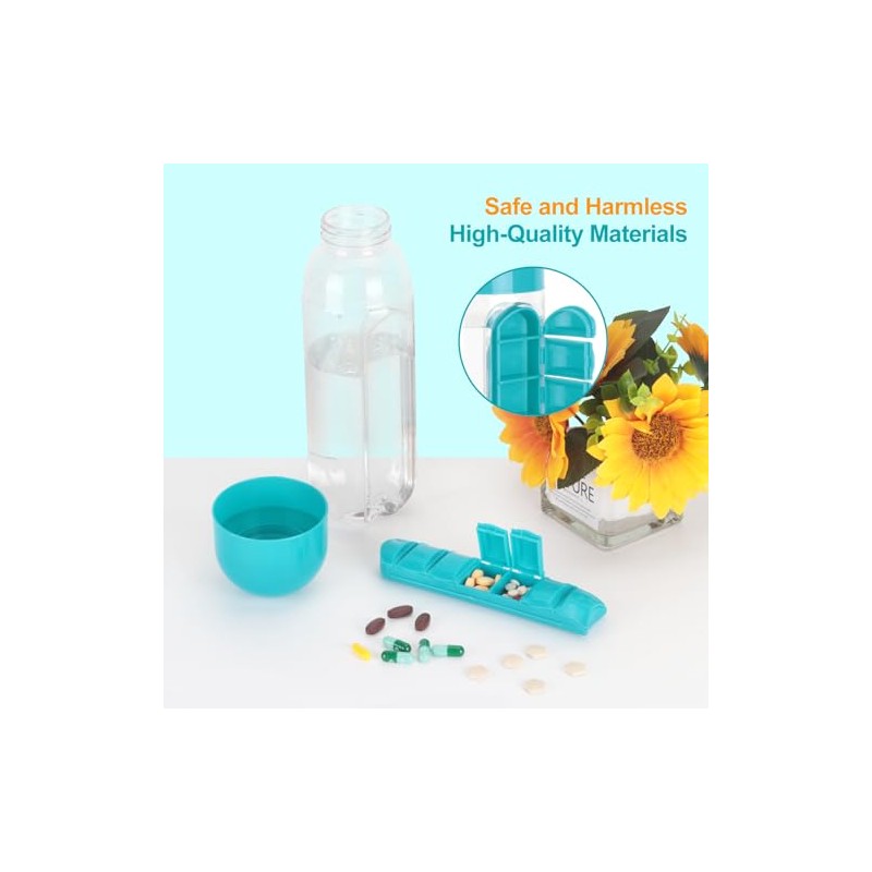Cookawa 2-in-1 Water Bottle and Pill Organizer - 20 oz