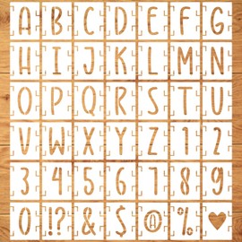 3 Inch Letter Stencils Kit, 42Pcs Reusable Numbers Symbol Craft Stencils Alphabet Interlocking Stencil for Wood, Wall, Fabric, Rock, Chalkboard, Signage and DIY Art Projects