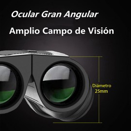 FUNTOCA Binoculares Telescopio 12x25, Binoculares Prismáticos con Alcance de Visión de hasta 1,000 Metros, Prismáticos BAK4 HD, Binoculares Prisma para Observación de Aves, Senderismo, Camping