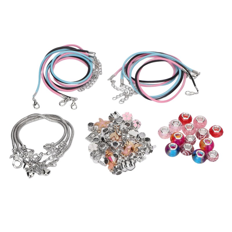Charm Bracelet Making Kit Basic Bracelets Colored Beads Pendants Jewelry