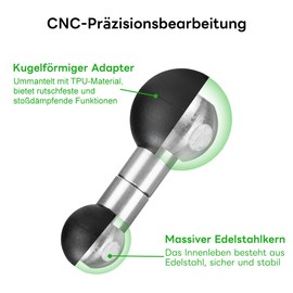 FANAUE 1 Inch Ball to 17 mm Ball Adapter for RAM Mounts B Size 1 Inch Ball Double Base Arm Compatible with Garmin GPS Mount with 17 mm Swivel Ball Mounting Pattern