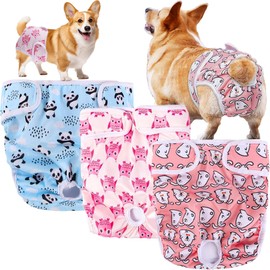 XFLYP Pack of 3 Reusable Dog Nappies, Heat Pants for Female Dogs, Highly Absorbent, Washable, Adjustable and Environmentally Friendly, Hygienic Dog Nappies for Incontinence Dog (XS)