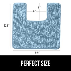 GORILLA GRIP GORILLA GRIP Plush Absorbent Shaggy Chenille Bath Rug Mat for Square Toilet Base with Rubber Backing, Machine Washable Rugs, Soft Microfiber Contour Mats for Toilets, Bathoom Decor, 22.5x19.5, Sky