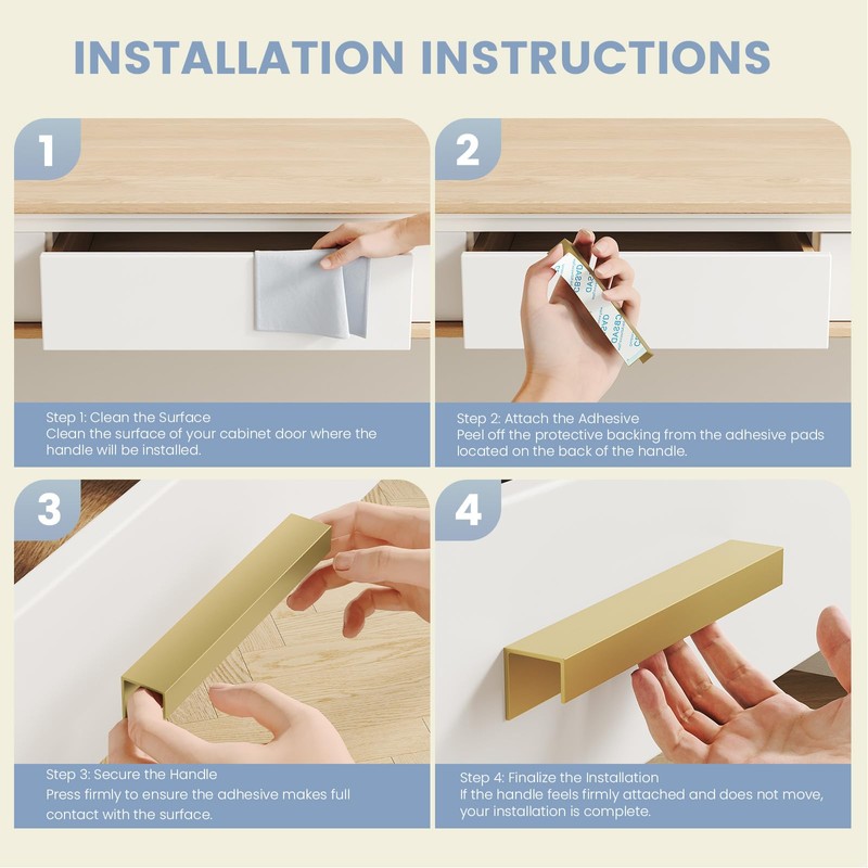 Peaha 10 Pack Self Adhesive Cabinet pulls 5 inch Gold