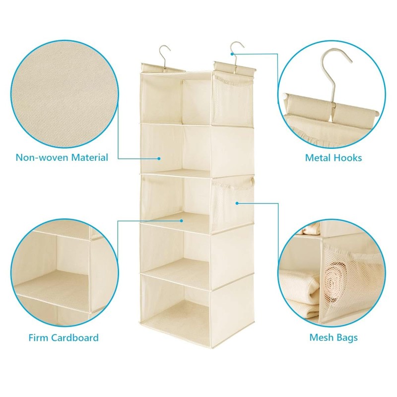 MAX Houser 5 Shelf Hanging Closet Organizer, Space Saver, Cloth