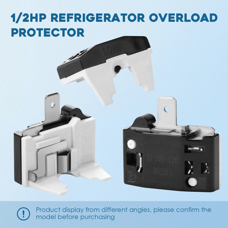 Refrigerator Starter Relay Set, 3 Pin 4.7 Ohm PTC Fridge
