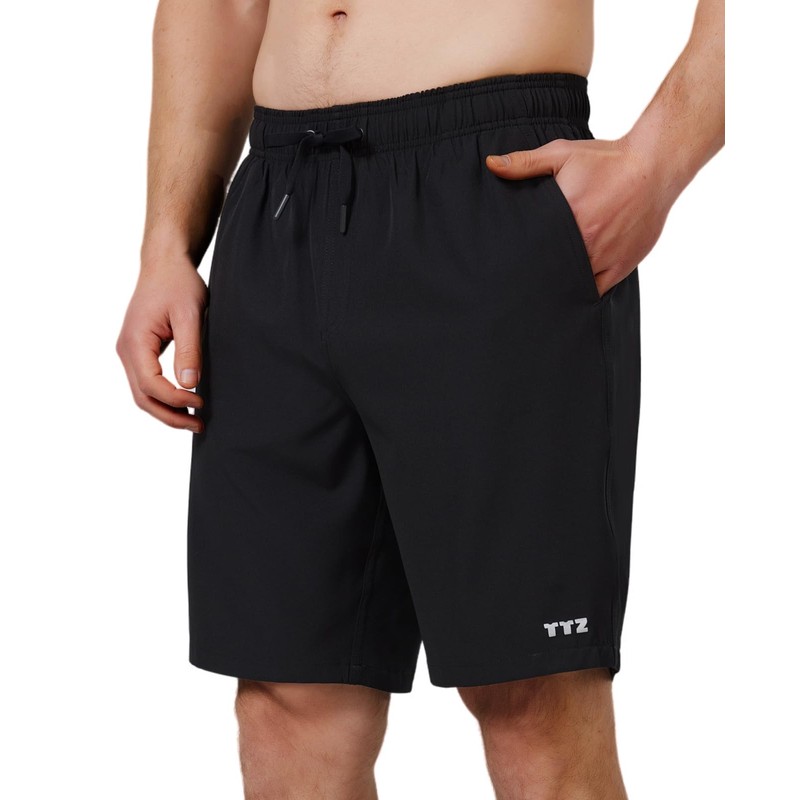 TTZ - Bañador para hombre con forro de compresión, Negro