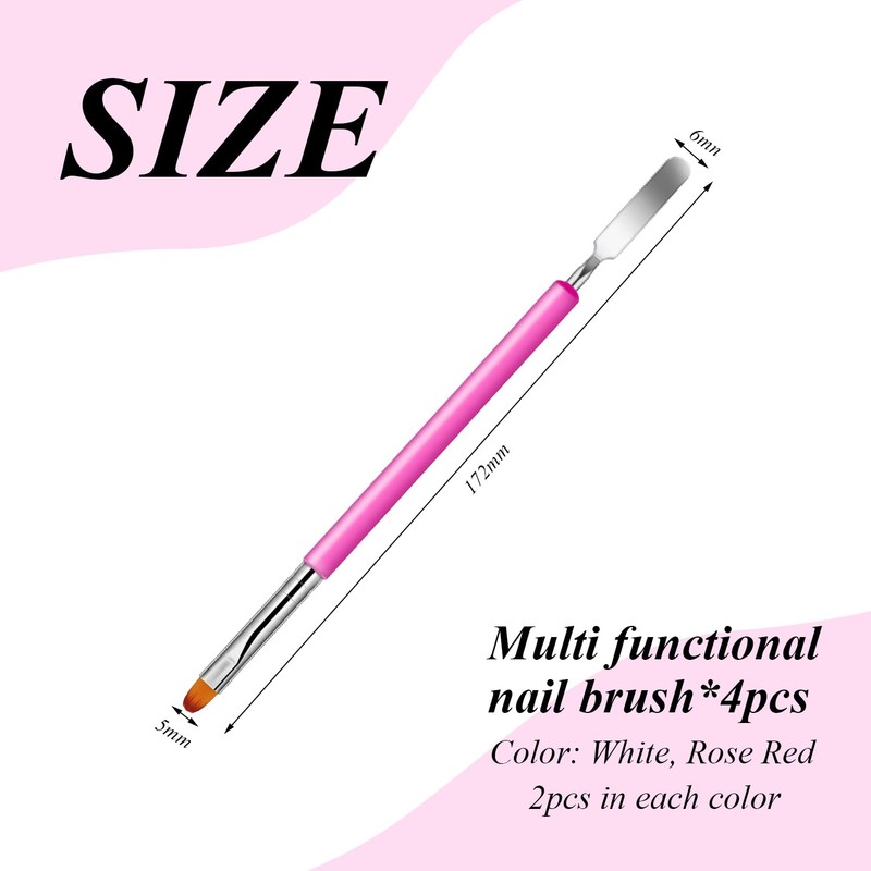 4 Pieces Of Double-Head Manicure Tools, Nail Smudge Brush, Multi-Function