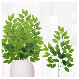 Factory Direct Craft Weather Resistant Artificial Ficus Greenery Stems Set of 6 - Fake Greenery Houseplants for Indoor and Outdoor Arrangements and Displays (25 Inches High)