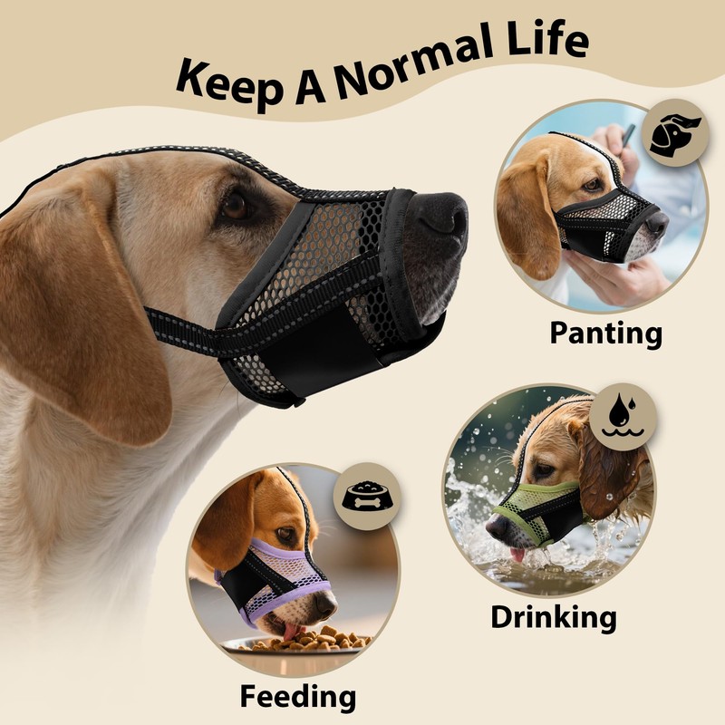JOYPAWS Dog Muzzle, Air Mesh & Reflective Straps for Large