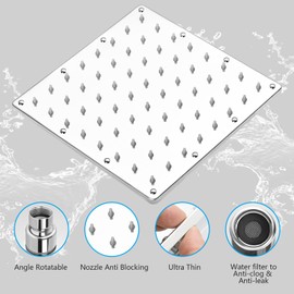 Shower Head Combo,10 Inch Anti-leak Rain Shower Head with 11 Inch Adjustable Extension Arm and 3 Settings Handheld Shower Head Combo with Holder/Hose, Height/Angle Adjustable - Chrome