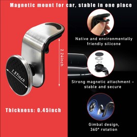 Magnetic Phone Holder for Car, 360 Degree Adjustable Super Strong Magnet Auto Air Vent Cell Phone Holder Mount, Universal Vehicle Cellphone Accessories Fit for All Smartphones (Silver)