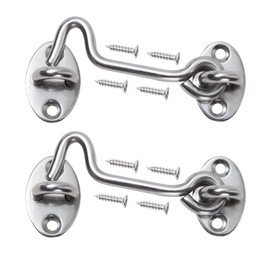 4" Barn Door Latch Door Lock Hardware, 2 Pack Sliver Sliding Door Lock Eye Hook Latch with Screws, Rust-Resistant Metal Gate Latch, Privacy Hooks Latch for Inside Door, Wooden Fence, Garage Door