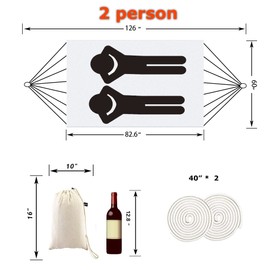 ROOITY Indoor Hammock with Macrame Fringe for 2 Persons,Double Boho Hammocks with Tassels,Portable Cotton Rope Hamaca Swing with Travel Bag for Outside,Porch,Garden,Patio,Backyard,Up to 500lbs White