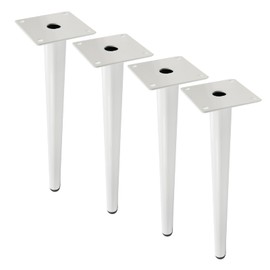 Geesatis 4 Pcs Coffee Table Furniture Legs Height 30cm/12inch Metal Round Tapered Sofa Legs Modern Feet, Heavy Duty Loading Capacity 1322lbs Metal Legs, White