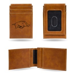 Rico Industries Laser Engraved Front Pocket Wallet, Arkansas Razorbacks,Black