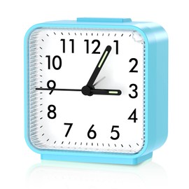 Alarm Clock, Analog Loud Bell Sound, Alarm Backlight, Continuous Second Hand, Snooze Function, Distance Type, Blue