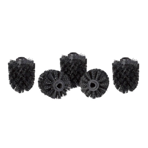 Relaxdays Set of 5, Loose Toilet Brushes, 12 mm Threads, Replacement Heads, Diameter 8 cm, Black