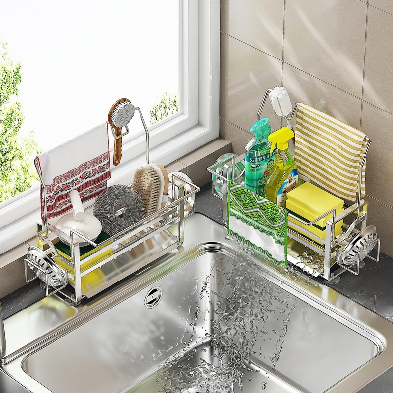 Kloahmo 304 Stainless Steel Rustproof Kitchen Sponge Holder - Suction