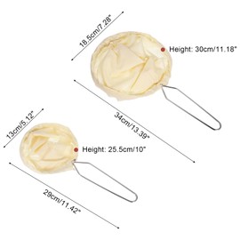 sourcing map 2 Pcs Cloth Coffee Filter Bags, Coffee Sock Filter, Reusable Coffee Strainer with Steel Ring Handle, Small, Medium, Yellow