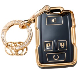 WSAuto Key Fob Cover Keychain Kit for Chevy Colorado Silverado GMC Canyon Sierra Accessories Keyless Entry Remote Start Black