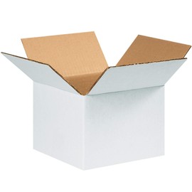 Aviditi 664W Corrugated Cardboard Box 6" L x 6" W x 4" H, White, for Shipping, Packing and Moving (Pack of 25)