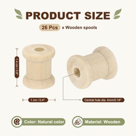 sourcing map 1cmx1.4cm Small Empty Thread Spools Natural Color 26Pcs