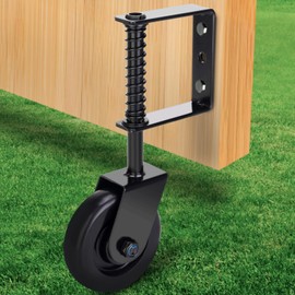 4.3 Inch Heavy Duty Gate Wheel, Fence Spring Loaded Gate Caster Wheel, Farm Gate Support Wheel, Outdoor Gate Helper for Wooden PVC Fences, Gate Caster Kit with 360° Swivel, 220 Lbs Capacity, 1 Pack