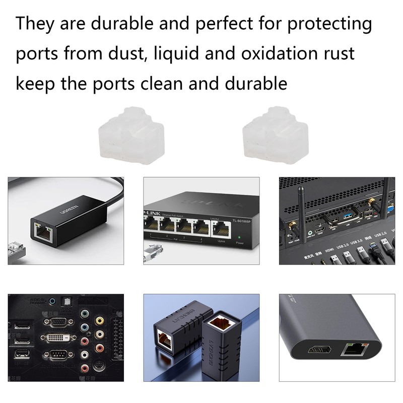 PDETVEO 40PCS RJ45 Port Covers, Silicone Ethernet Dust Protector Caps