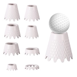 Lyreh 8stk Golf Simulator Tees, 8 Größen ABS Teehalter Indoor-Driving-Range Kegelförmige Tees Training Freien Praktisches Simulatorzubehör für Golf-Driving-Ranges Garten Hause (Weiß)