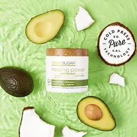 RAW SUGAR, Healing Power, Mascarilla Reparadora para Cabello, con Aceite de Aguacate, Pltano, Leche de Coco y Agave, Prensado en Fro, Vegano, Libre...