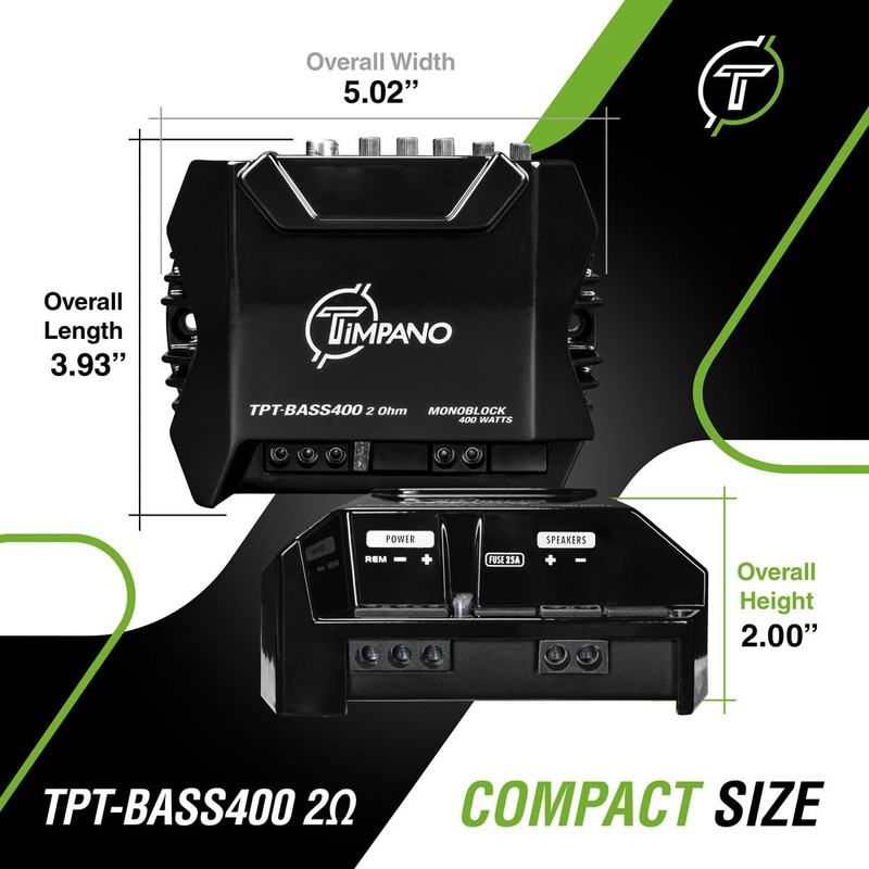 Timpano 400 Watts Mono Subwoofer Car Audio Amplifier TPT-BASS400 2