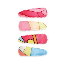 Mia Snip Snaps, Metal Hair Clips Hair Barrettes with Fashionable Fabric for Women, Teens, Girls, Gymnasts, Dancers - Pink Pucci Design 4pcs