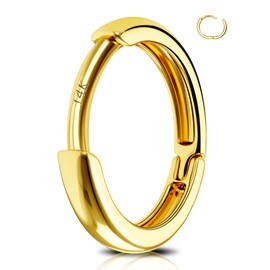 Jewseen 14K Gold Tiny Hoop Earrings Huggie Hoop Earrings 20G Small Endless Hinged Hoops for Earlobe 6mm 8mm 10mm Septum Hoop Septum Ring Cartilage Helix Earrings Nose Hoop for Women Men