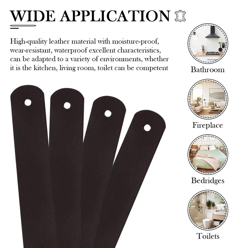 FERCAISH Pack of 8 PU Leather Wall Hooks, Durable, Space-saving,
