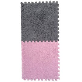 12 alfombras de espuma entrelazadas lanudo – 12 x 12 pulgadas, 12 pies cuadrados, alfombras protectoras para el piso de gateo, para habitación de los niños, uso en el hogar o en el aula, gris y rosa