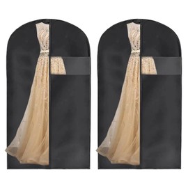 YSDINK 2 PCS Breathable Garment Bags with Zipper, Dustproof and Waterproof Clothes Protector for Home and Travel Storage, Ideal for Long Dresses, Suits, and Coats (Black, 60x160)