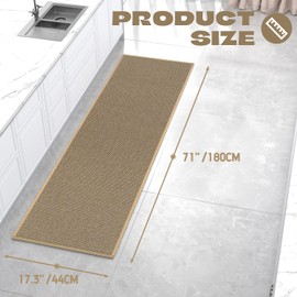 Hargiis Kitchen Rug, Rubber Non Slip Kitchen Rugs Washable, Absorbent Runner Mat for Floor, Machine Washable Standing Mats for in Front of Sink, Door, Laundry, Entryway, Hallway (Brown, 71" × 17.3")