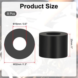 PATIKIL Multi Purpose Rubber Spacer, 8 Pcs 16mm ID x 32 OD x 25mm T Neoprene Round Anti-Vibration Isolation Pads Isolator Rubber Bushings Spacer Washer for HVAC Bolts Car Accessories