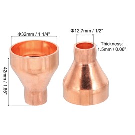 PATIKIL 1 1/4" to 1/2" ID Copper Reducer, 1pcs 99.9% Pure Copper Reducing Coupling Pressure Fitting Pipe Tube Connector Adapter with Sweat Solder Connection