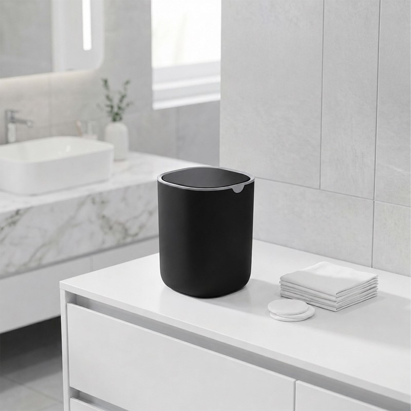 Relaxdays Mini Pattumiera da Tavolo, 1,5 L Volume, Secchio Rotondo