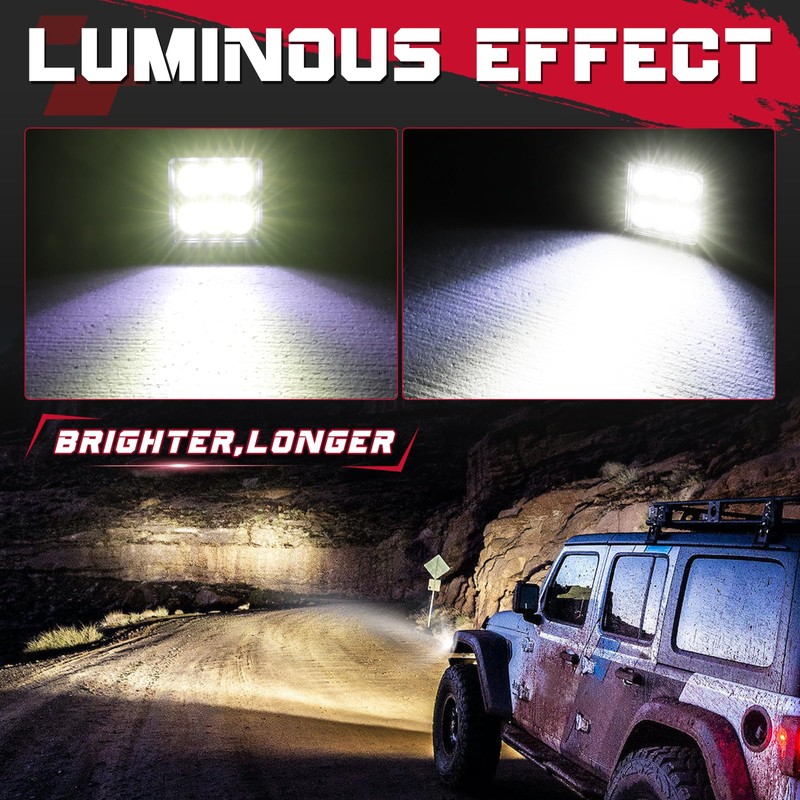 OFFROADTOWN Flush Mount LED Pods with Wiring Harness, 5'' 12,000LM