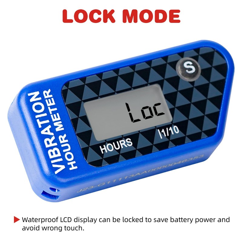RileyFine Wireless Vibration Hour Meter Resettable Digital Maintenance Timer, User