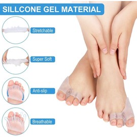 Separadores De Dedos Del Pie De Gel(2 Pares), 3 Hoyos Separador De Dedo Del Pie, 5 Hoyos Gel Separadores Alisadores, Para Dedo En Martillo, Alivio Del Dolor, Juanete